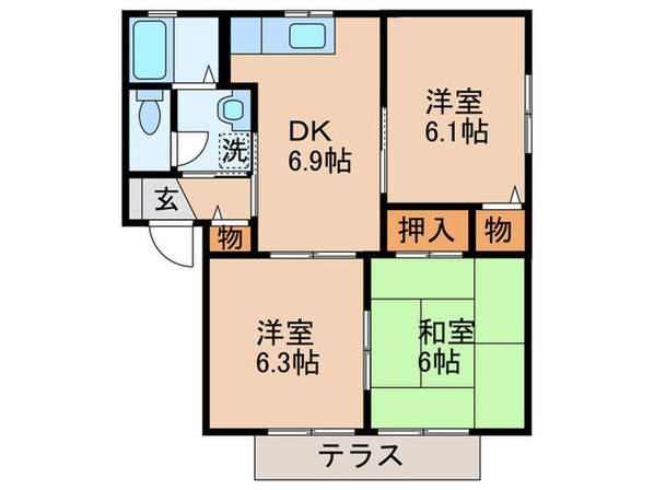 サニーホームズ御牧Ｃの物件間取画像